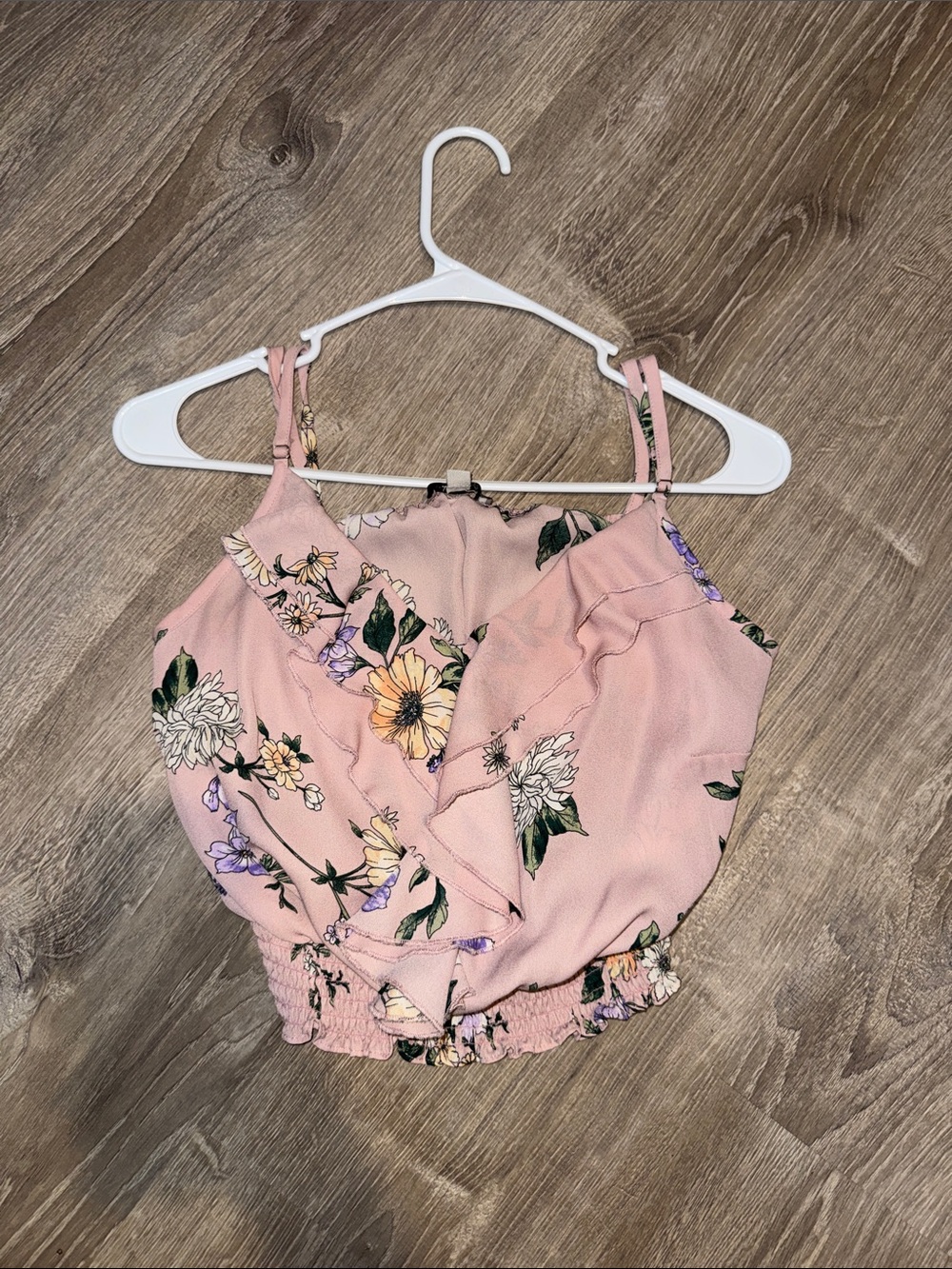 Papaya Pink Floral Ruffle Crop Top